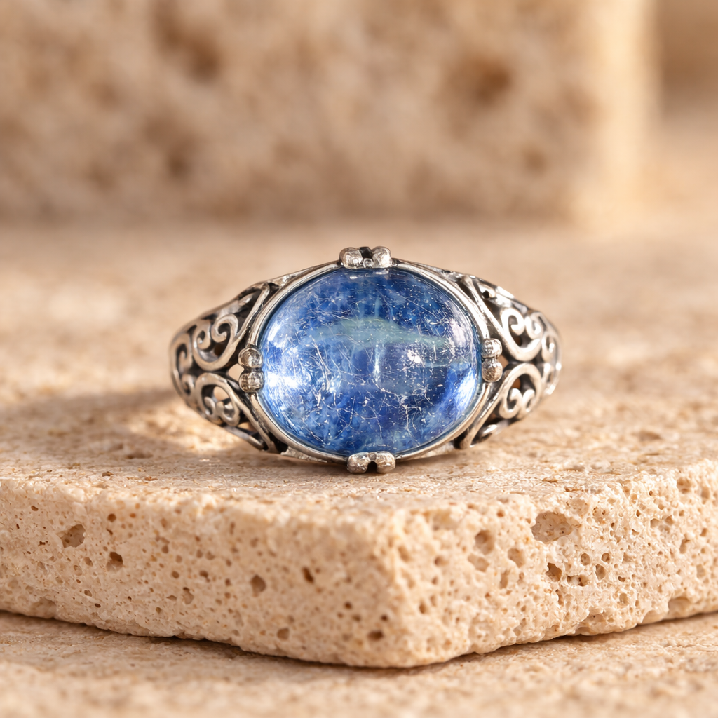 Bague Ajustable en Aigue-Marine - Expression Limpide