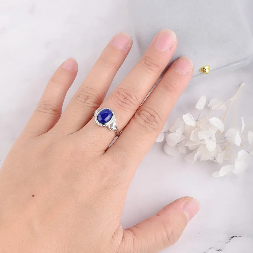 Bague Ajustable "Ovaline de Klein" en Lapis Lazuli