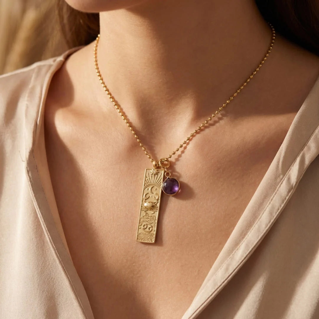Collier Pendentif - Signe Astrologique & sa Pierre Naturelle