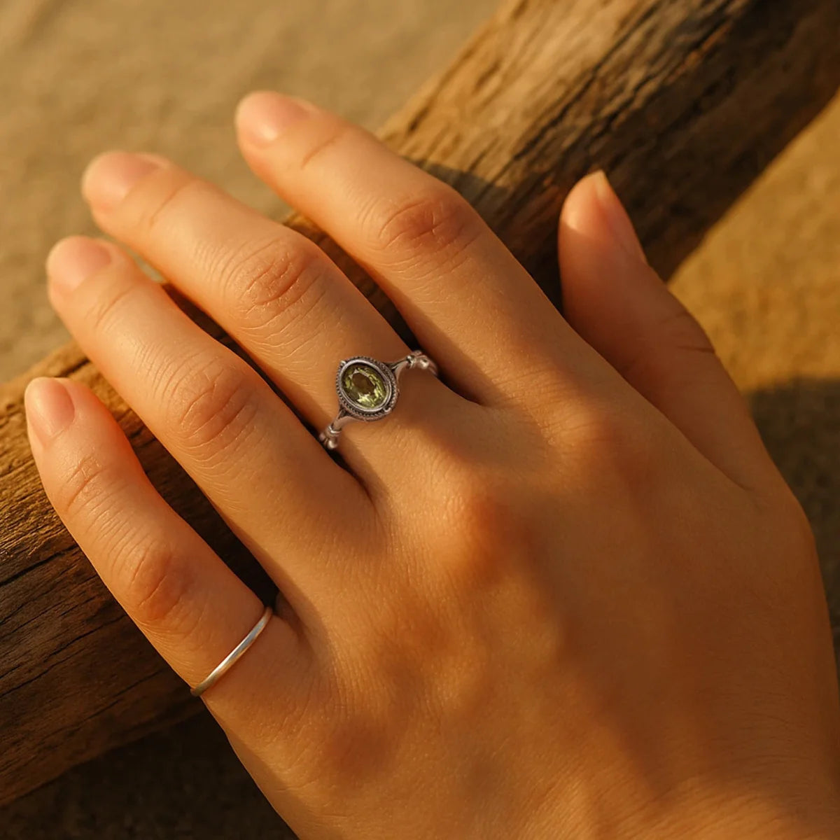 Bague en Péridot & Argent - Clarté Intérieure