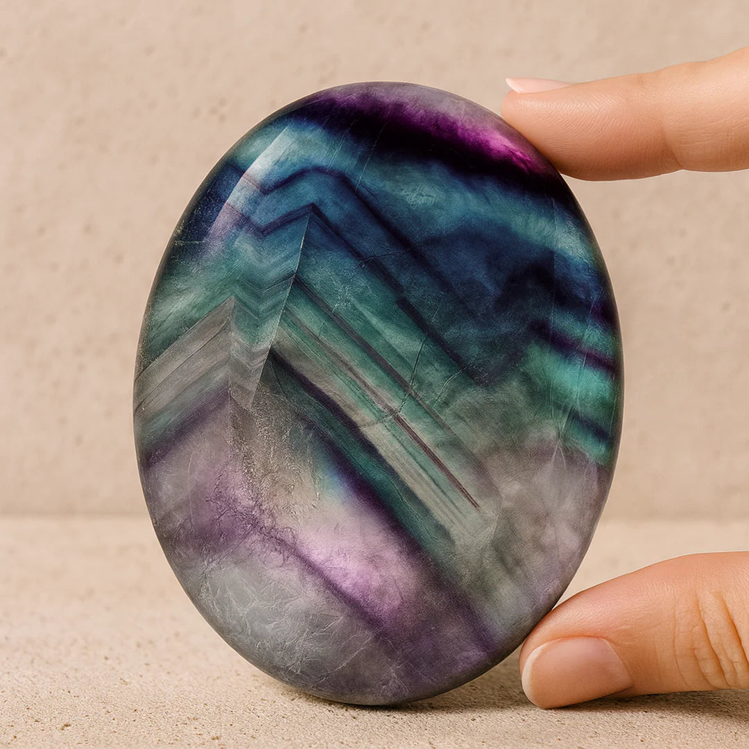 Galet en Fluorite Arc en Ciel - Mémoire & Concentration