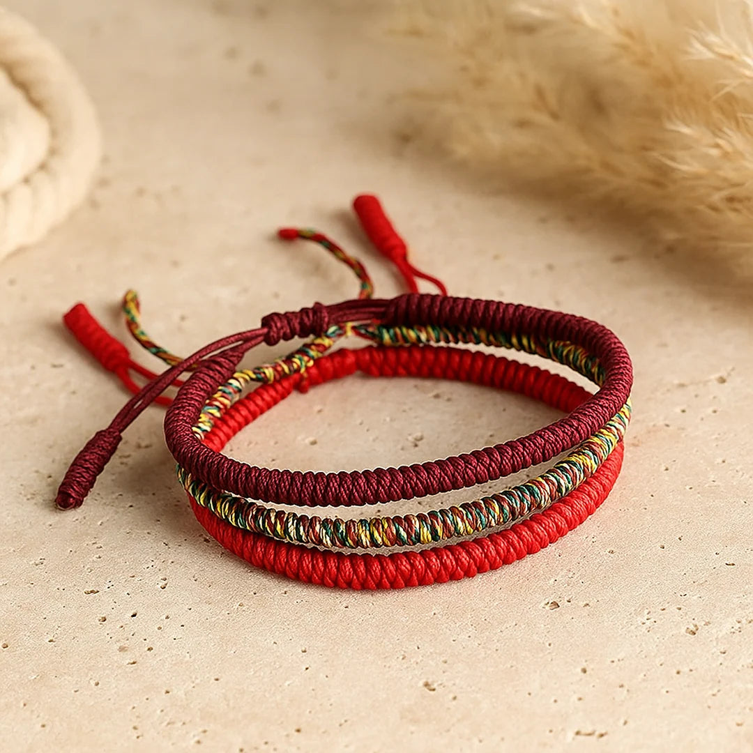 Trio de Bracelets Tibétains "Porte-Bonheur"