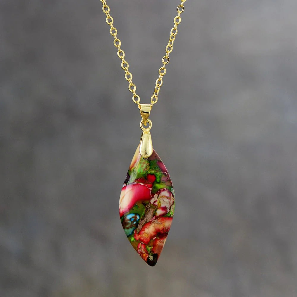 Collier Pendentif "Prisme Minéral" en Jaspe