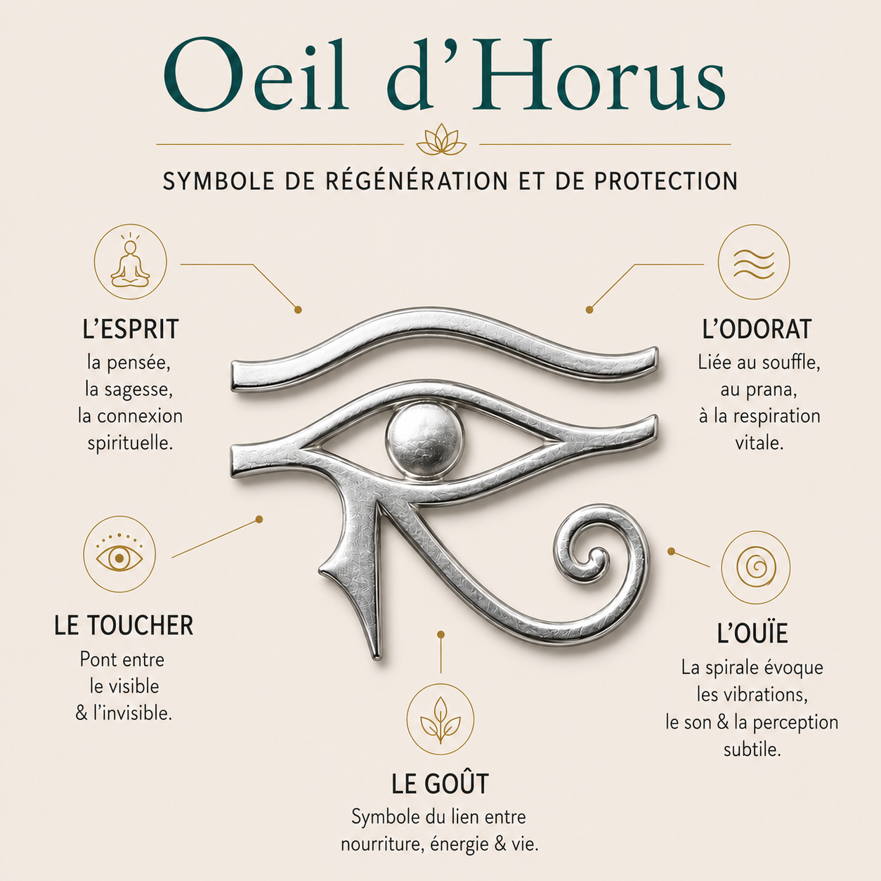 Collier Pendentif "Oeil d'Horus" en Argent - Amulette Porte-Bonheur