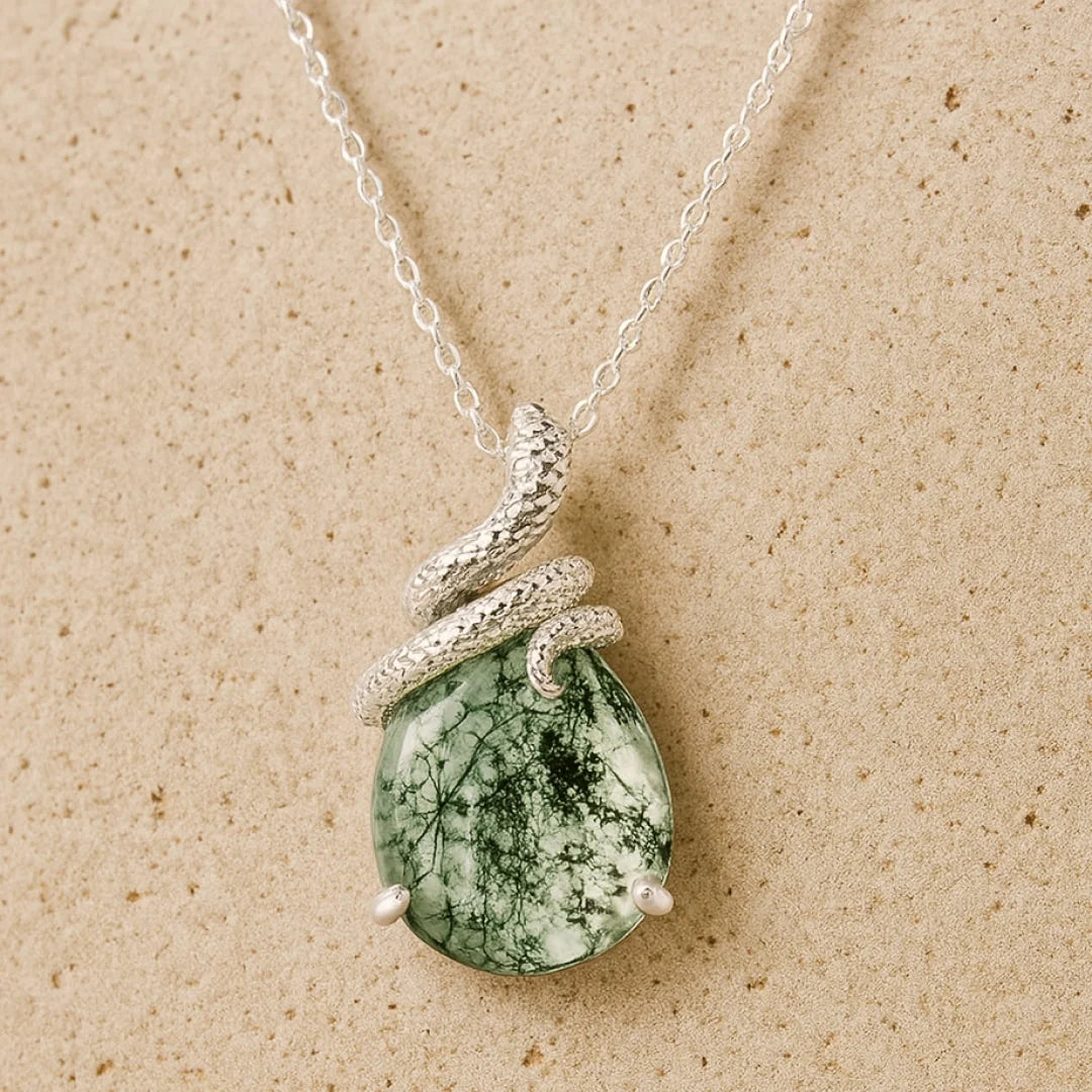 Collier "Symbiose Sacrée" en Agate Mousse & Argent
