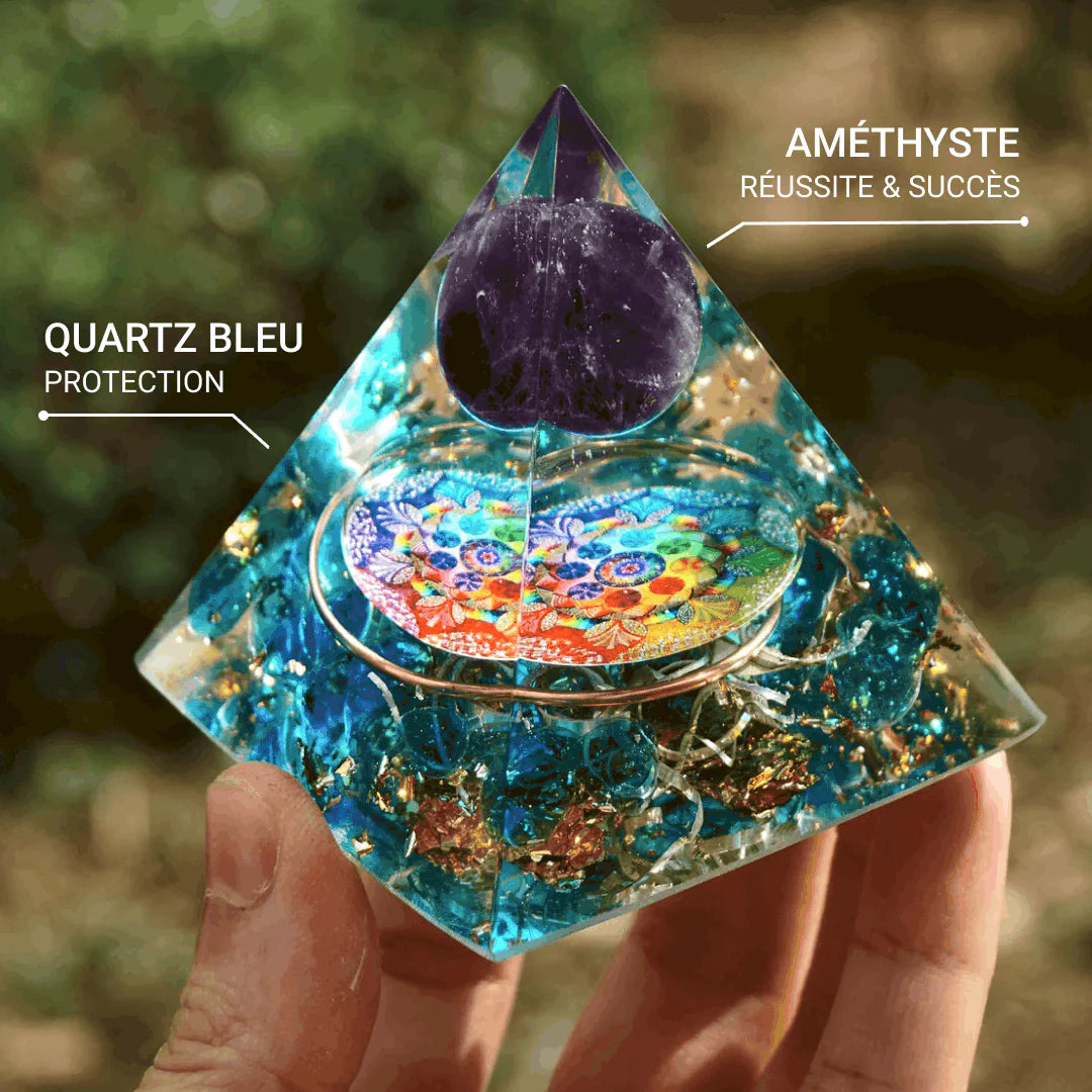 Orgonite Améthyste & Quartz Bleu - Abondance & Protection