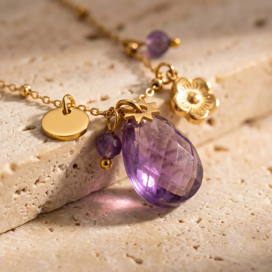Collier et son Pendentif en Améthyste - Ovaline de Sérénité