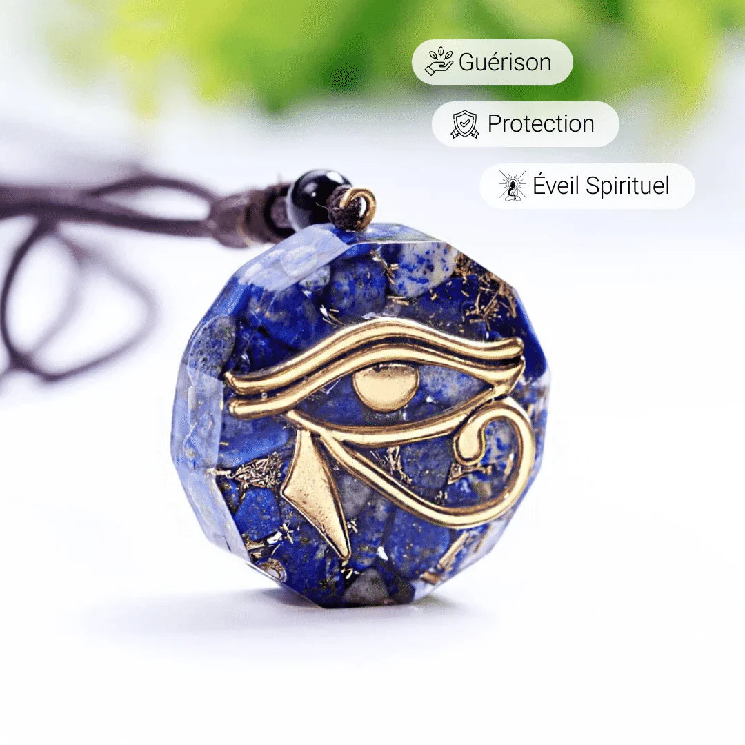 Pendentif Orgonite en Lapis Lazuli ou Obsidienne - Oeil d'Horus