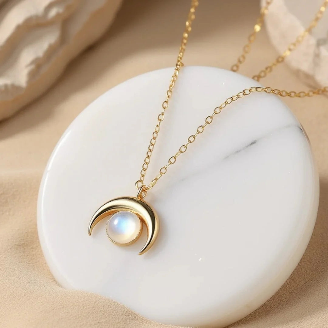 Collier en Pierre de Lune - Croissant de Lune