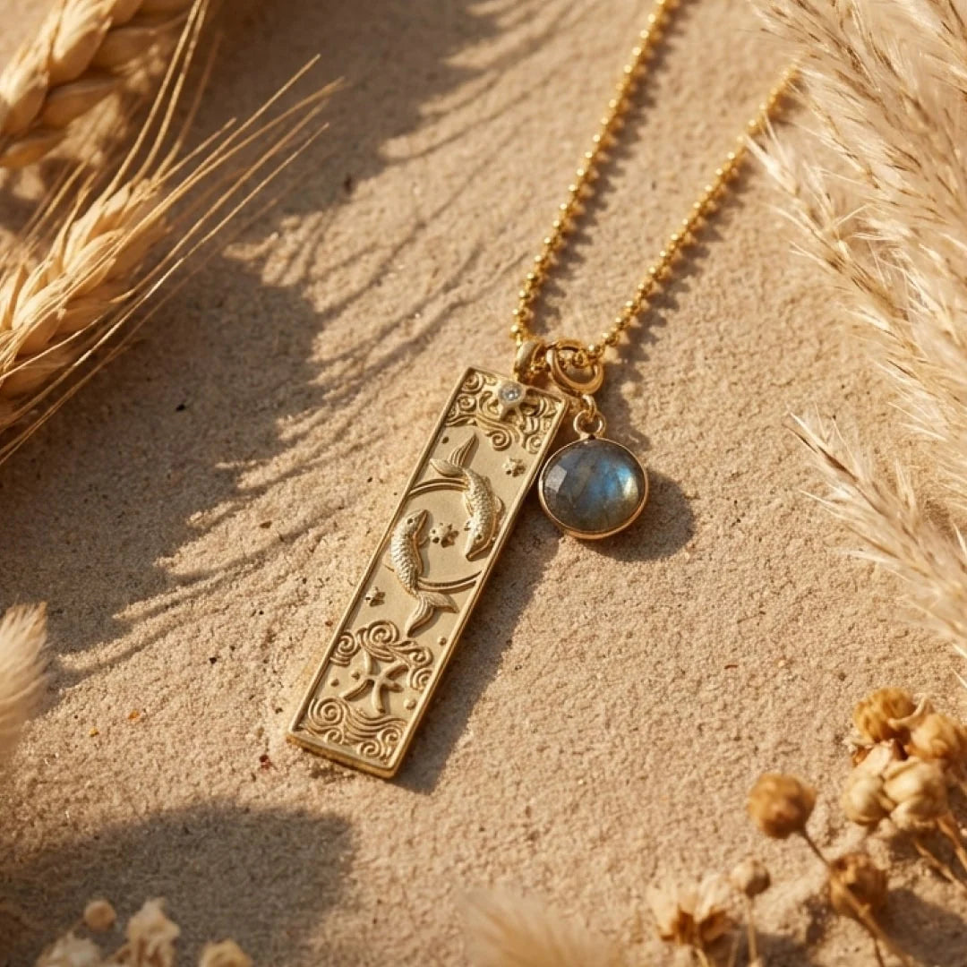 Collier Pendentif - Signe Astrologique & sa Pierre Naturelle