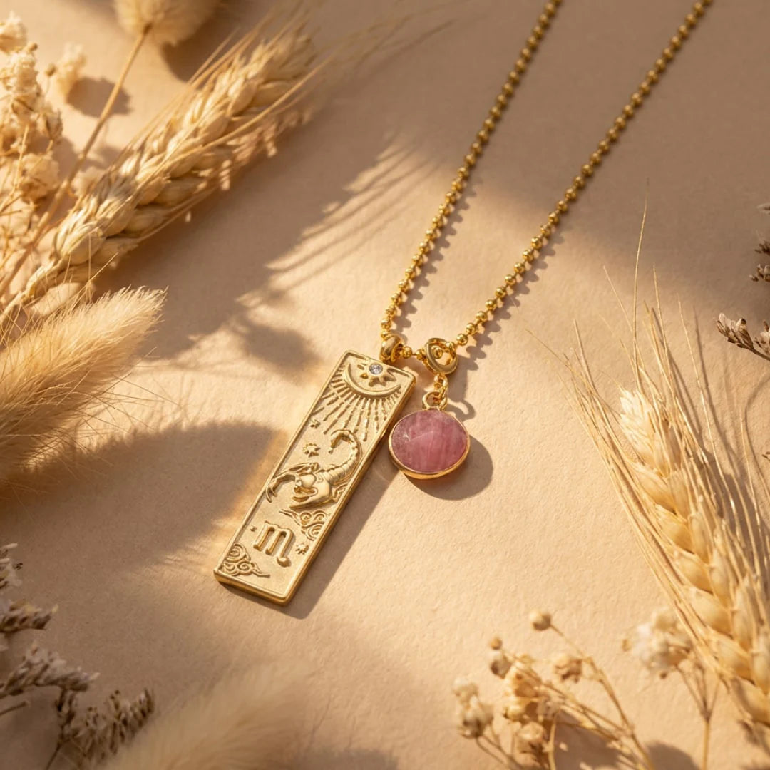 Collier Pendentif - Signe Astrologique & sa Pierre Naturelle