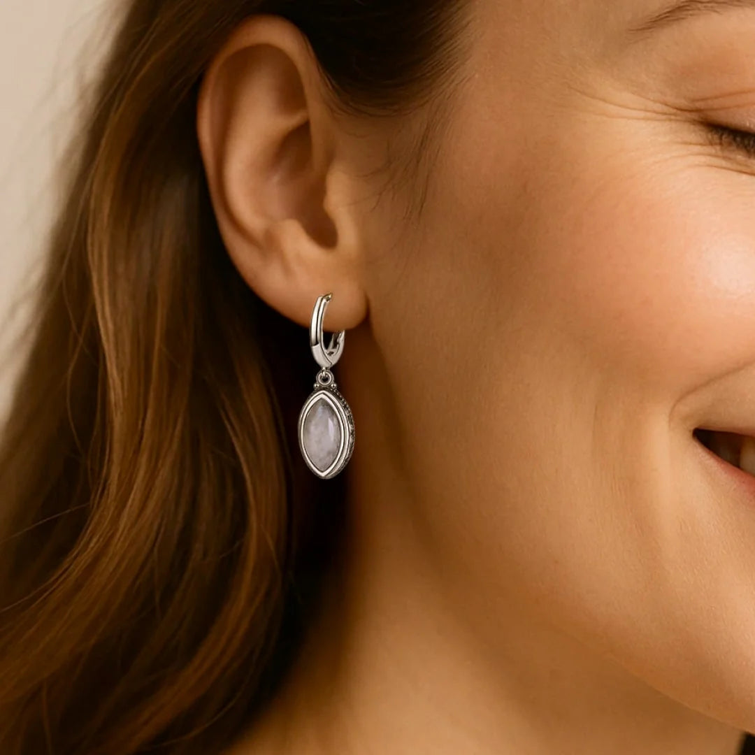 Boucles d'Oreilles en Pierre de Lune - Calme & Volupté