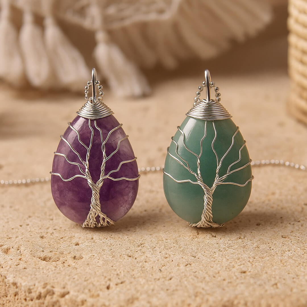 Collier Pendentif en Pierre Naturelle - Arbre de Rémission