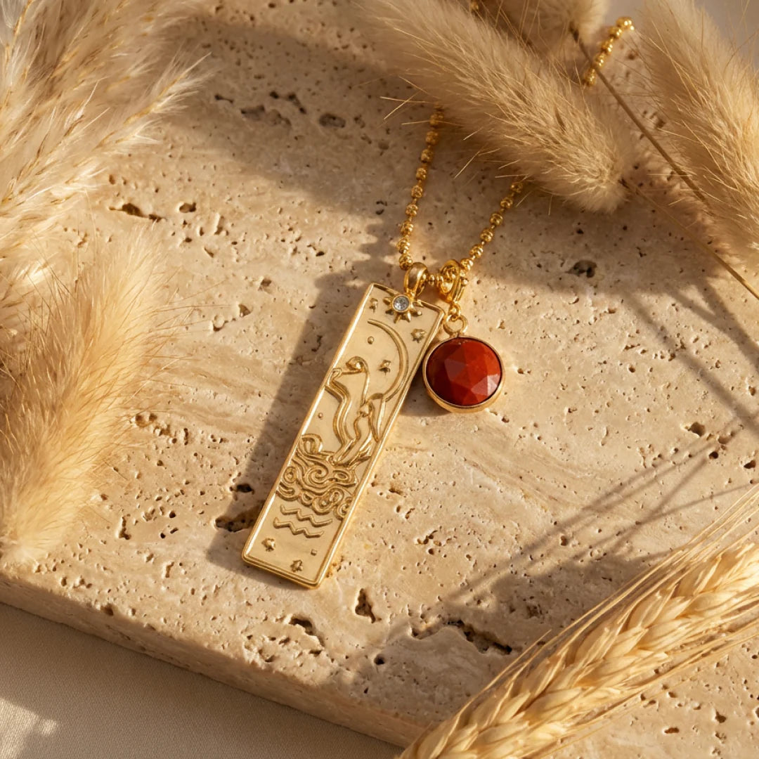 Collier Pendentif - Signe Astrologique & sa Pierre Naturelle