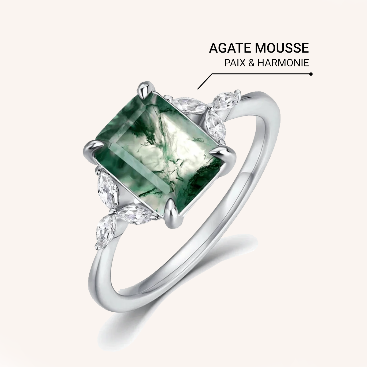 Bague en Agate Mousse & Argent - Verdure Sacrée