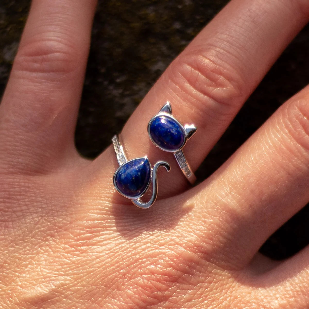 Bague "Esprit du Chat" en Lapis Lazuli & Argent